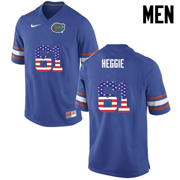 NCAA Florida Gators Brett Heggie Men's #61 USA Flag Fashion Nike Blue Stitched Authentic College Football Jersey TYP6364KQ